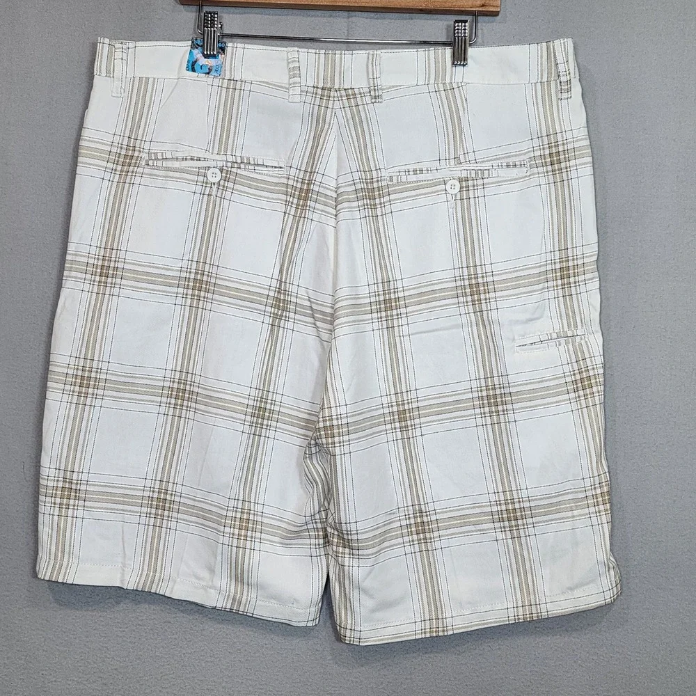 Burnside Plaid Shorts White‎ Tan Khaki JCBD9875H Mens 40 NEW